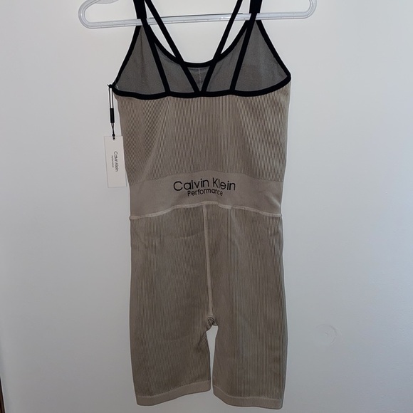 Calvin Klein Performance thick rib scoop neck sleeveless strappy unitard, M, NWT - Picture 6 of 11